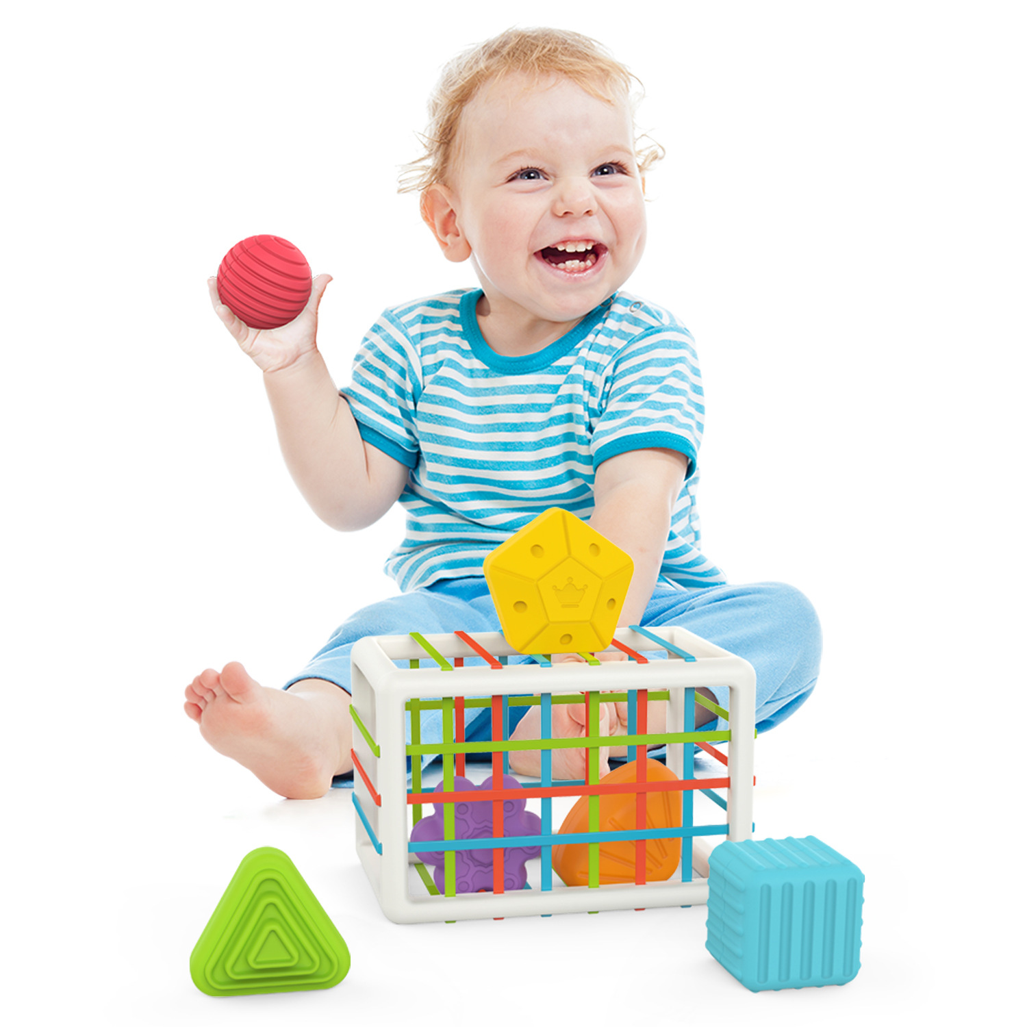 Huang Er Rainbow Sesele Baby Early Education Shape Color Cognition Hand Coordination Action Sensory Training Toy