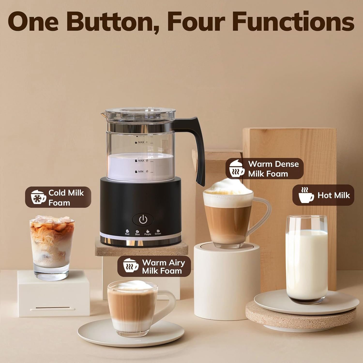 Cross-Border Hot-Selling 4-in-1 Fully Automatic Milk Frother Coffee Machine Supporting Hot Milk Household Hot and Cold Electric Milk Frother
