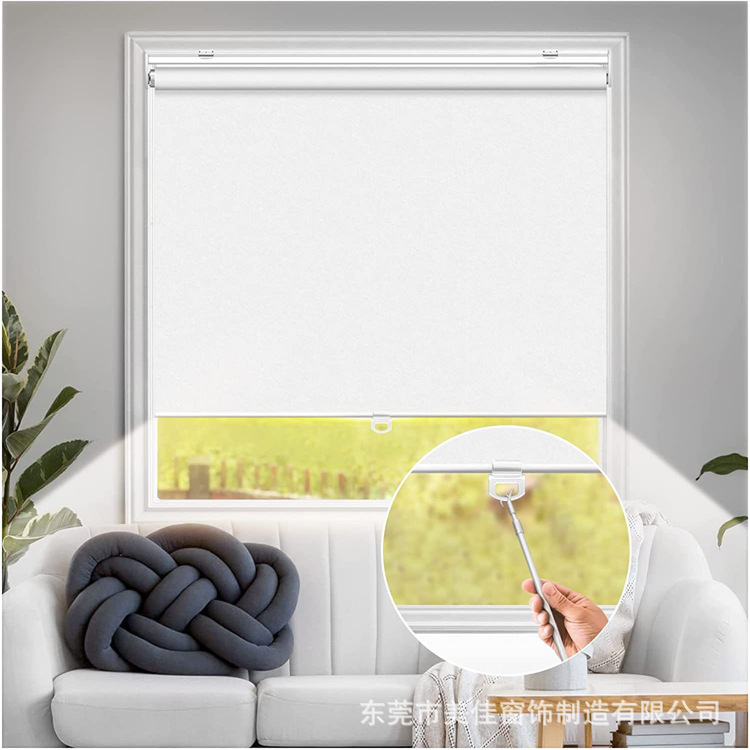 Hot-Selling Cordless Roller Blinds, Transparent, 15 Handles, 20 Round Rods, Pull-Down Rod, Round Plug, Hand-Pulled Round Ball