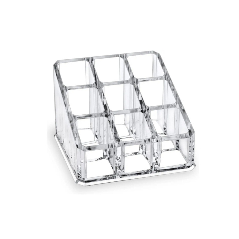Lipstick Storage Box 9-grids Transparent Acrylic Lip Glaze Shelf Simple Small Dormitory Desktop Lip Gloss Cream Organizer Box