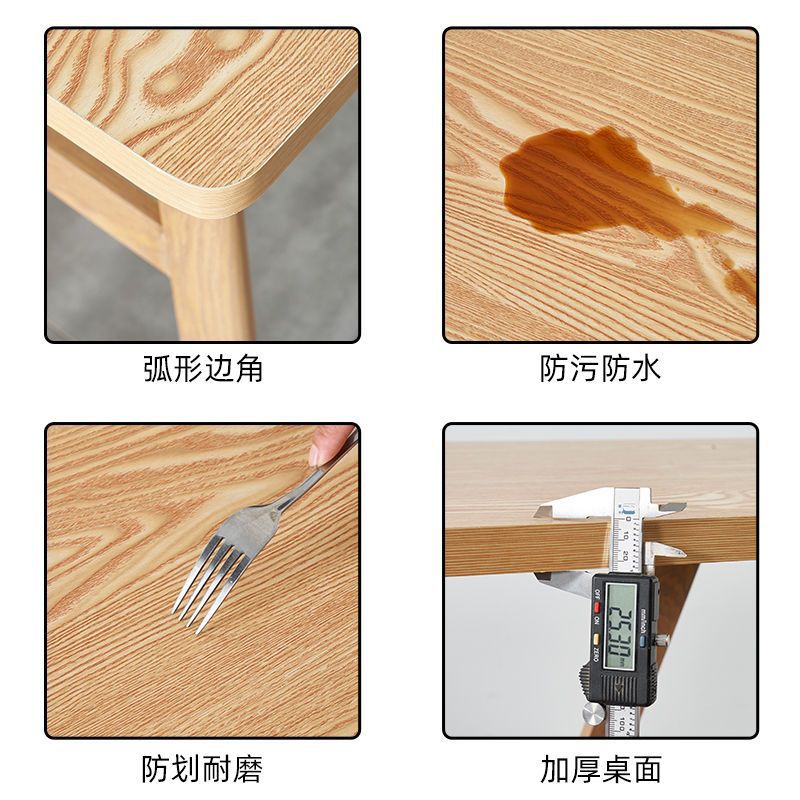 Simple Rectangular Dining Table Commercial Restaurant Milk Tea Restaurant Snack Breakfast Canteen Noodle Restaurant Fast Food Dining Table and Chair Combination