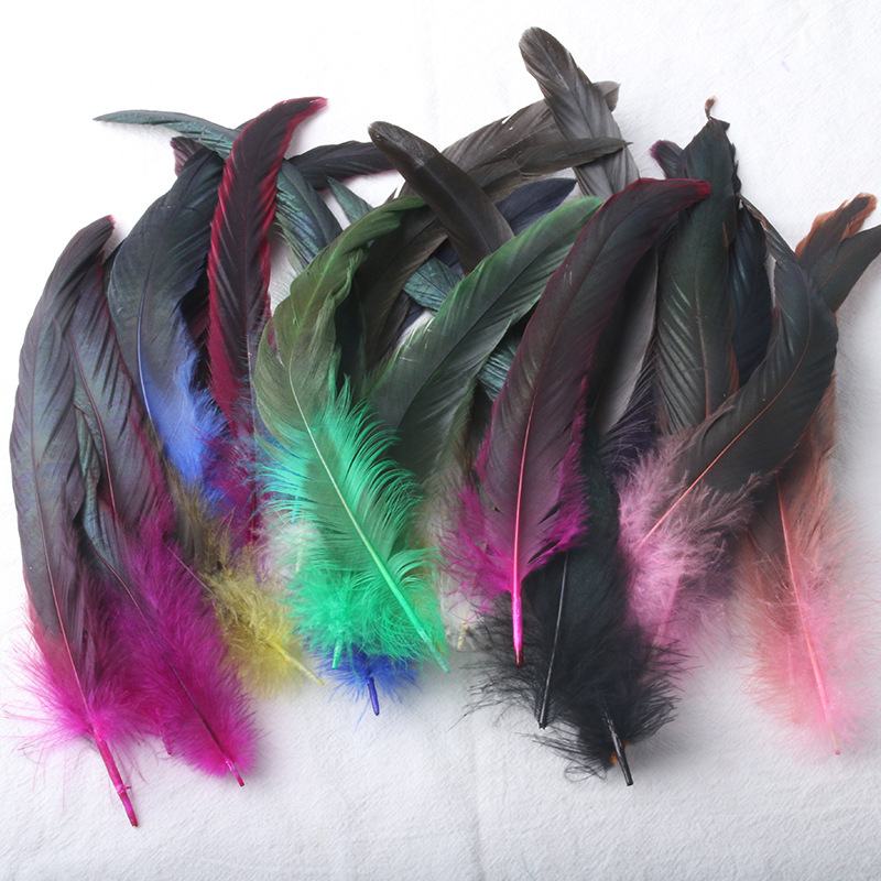 Factory direct 20-25cm color cock tail feather mask wings headdress decoration material DIY jewelry accessories