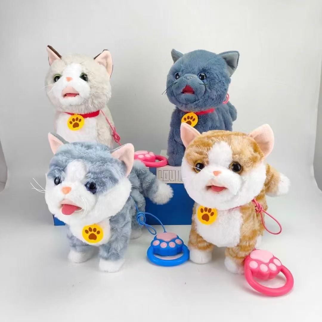 Electric plush toy cat walking singing nodding touching Meow simulation tongue-sticking kitten doll