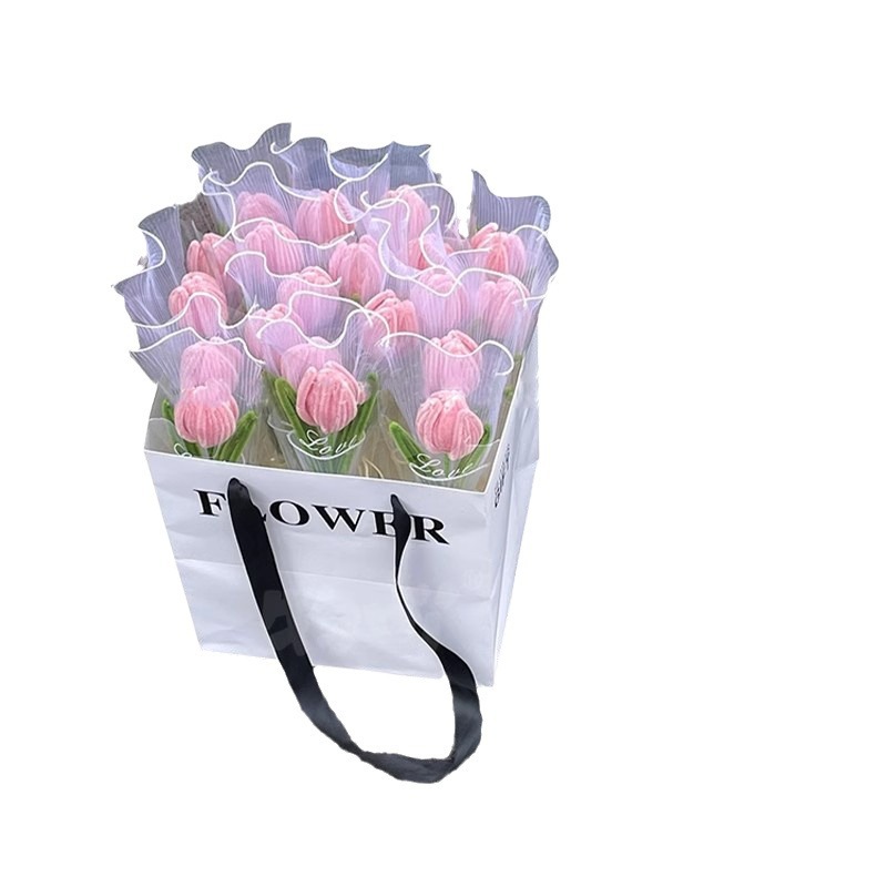 Creative tulip twist stick bouquet handmade diy material bag for employees and elders graduation season gifts gift flowers
