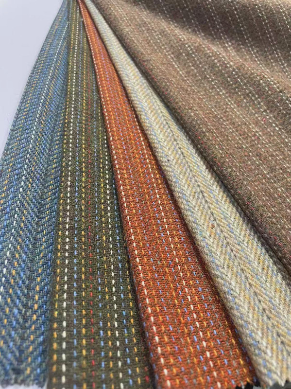 Готовая поставка ткани из шерсти в вертикальную елочку для курток, ткань Шаосин