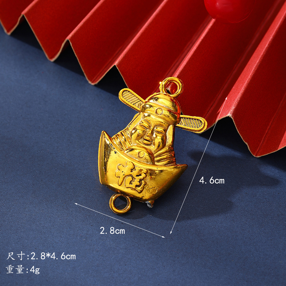 Spring Festival Gold-Plated Festive Ingot Ornaments, New Year's Fortune and Blessing Character Indoor Supplies, Household Golden Accessories, Potted Plant Hangings