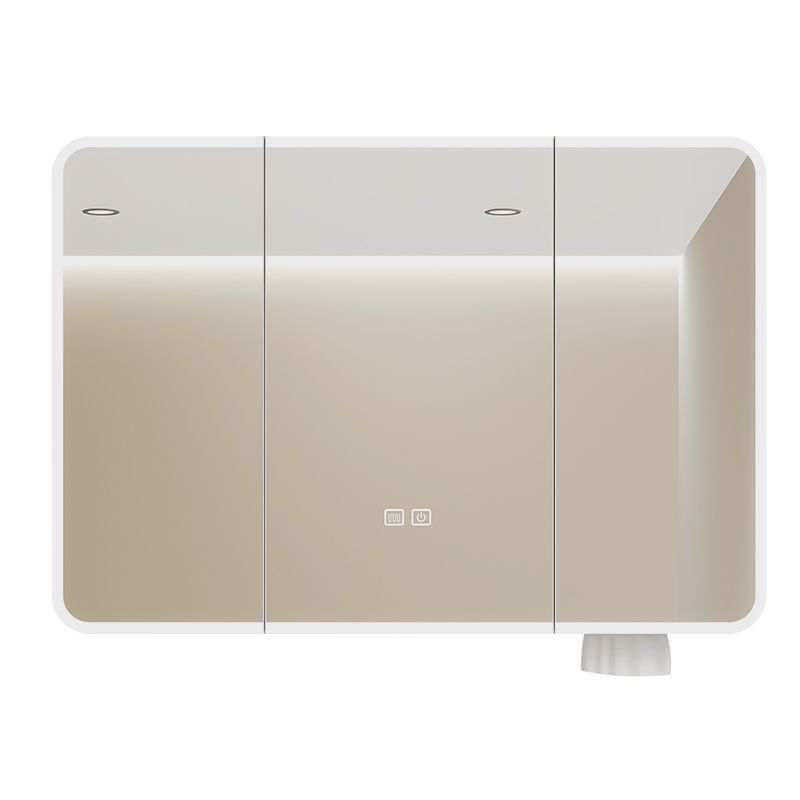 Thickened Space Aluminum Arc Smart Mirror Cabinet Lighting Defogging Locker Home Bathroom Beauty Stand with Tissue Hole