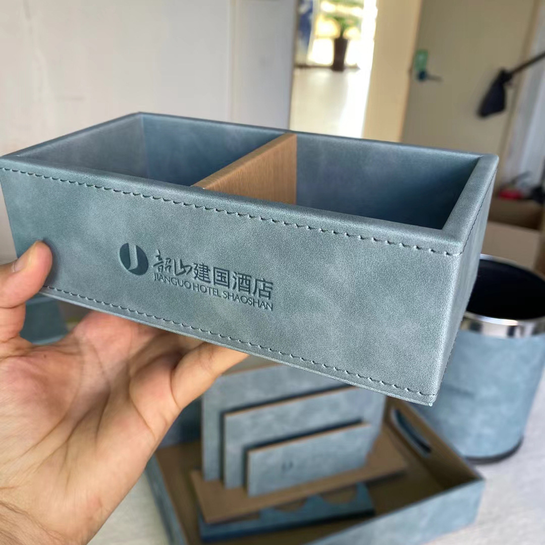 High-End Leather Drawer Consumables Box with Coaster Desktop Storage Box Hotel Room Toothbrush Box Toiletries Box