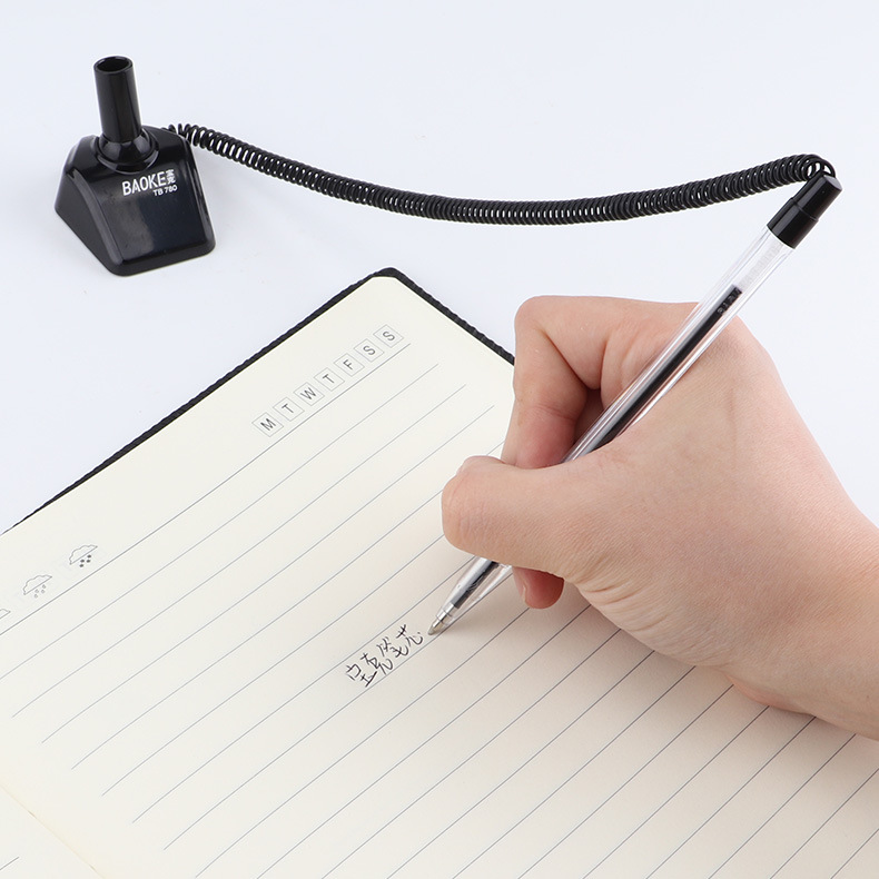 Baoketai pen ballpoint pen desktop ballpoint pen LOGO bank counter ballpoint pen with rope fixed signature