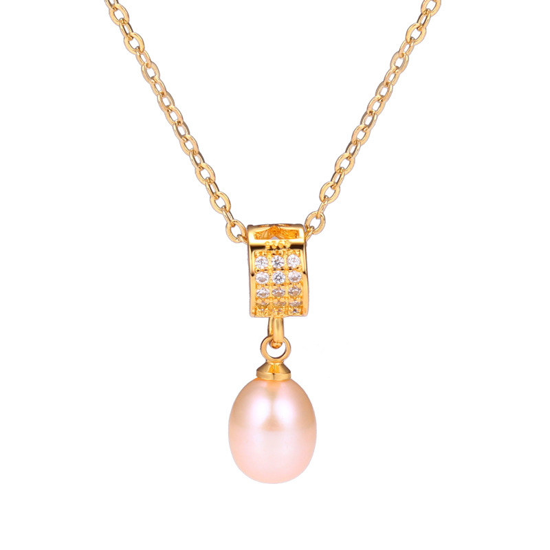 Korean style Net red tide hollow circle zircon freshwater pearl pendant women's summer personalized pendant jewelry wholesale