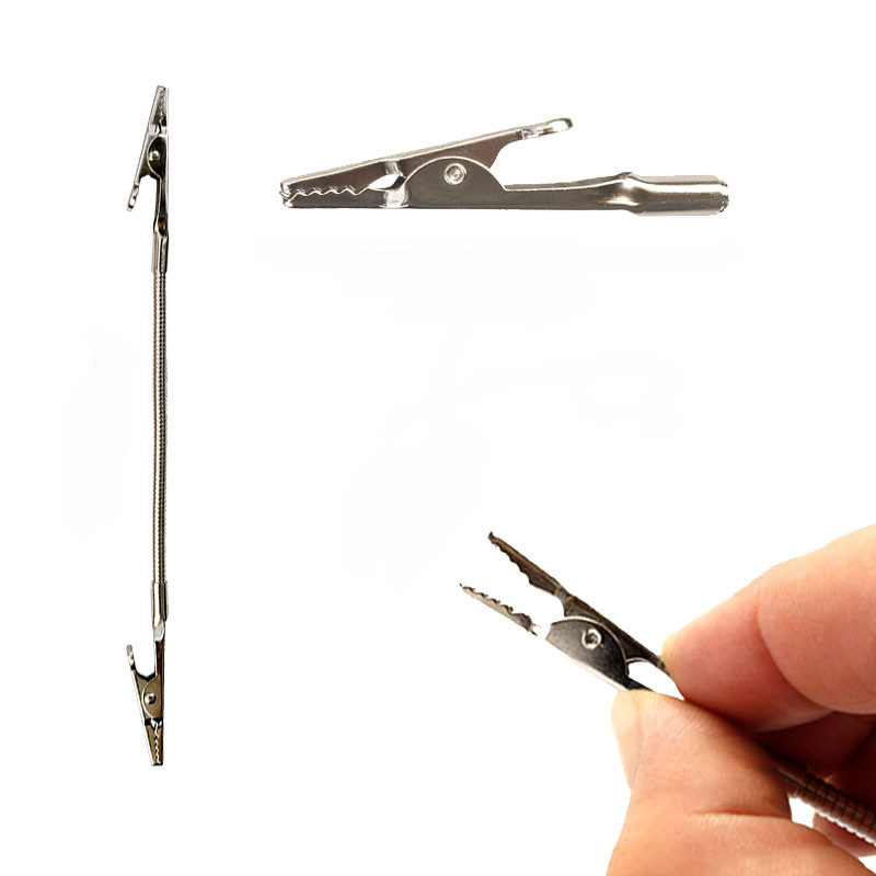 New aluminum wire double-headed alligator clip vertical bracket manufacturers double-headed universal mosquito coil clip silver metal tag clip