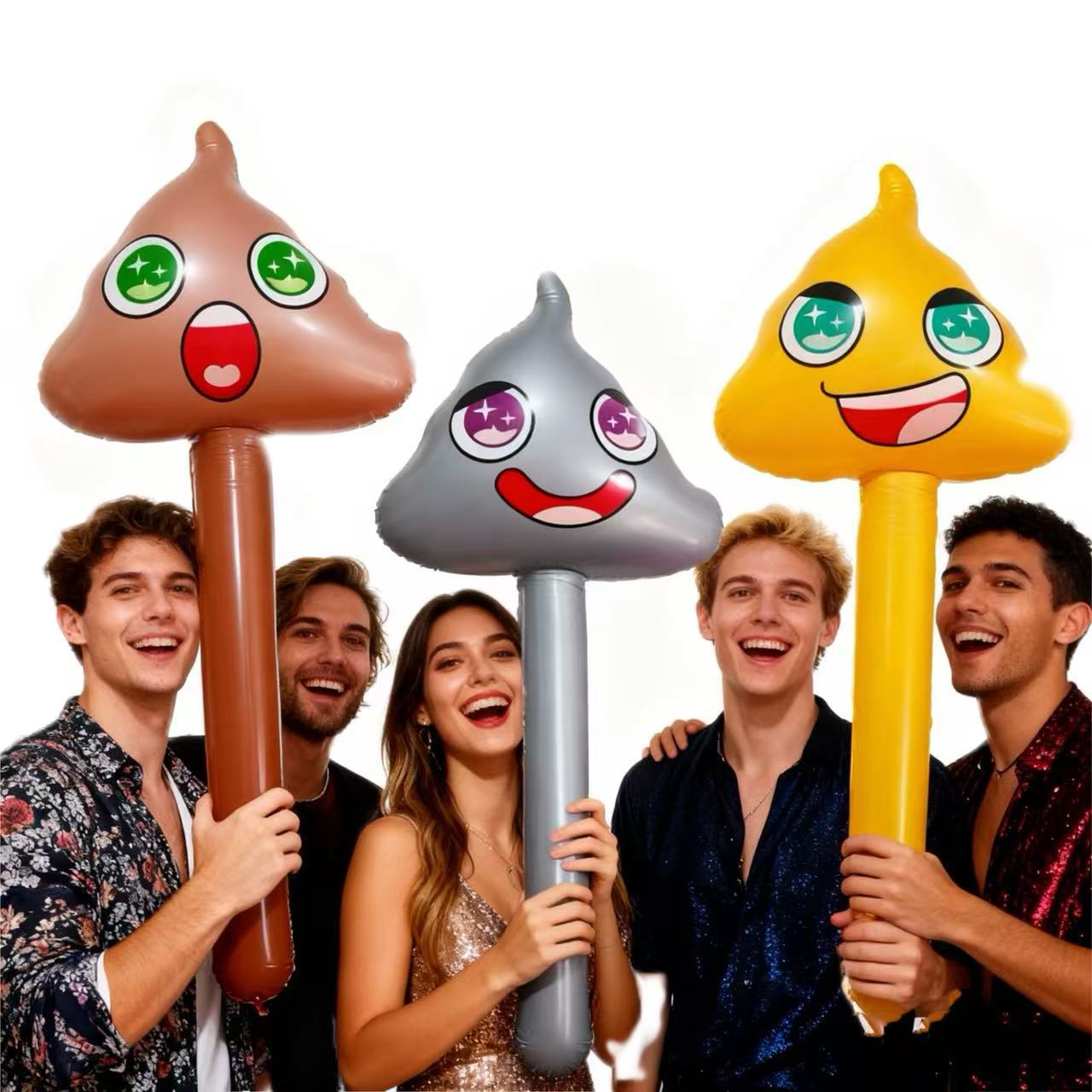 Cross-Border Wholesale Pvc Inflatable Stick Expression Pack Inflatable Stick Kidsren's Cheering Stick Poop Inflatable Toy Handheld Stick