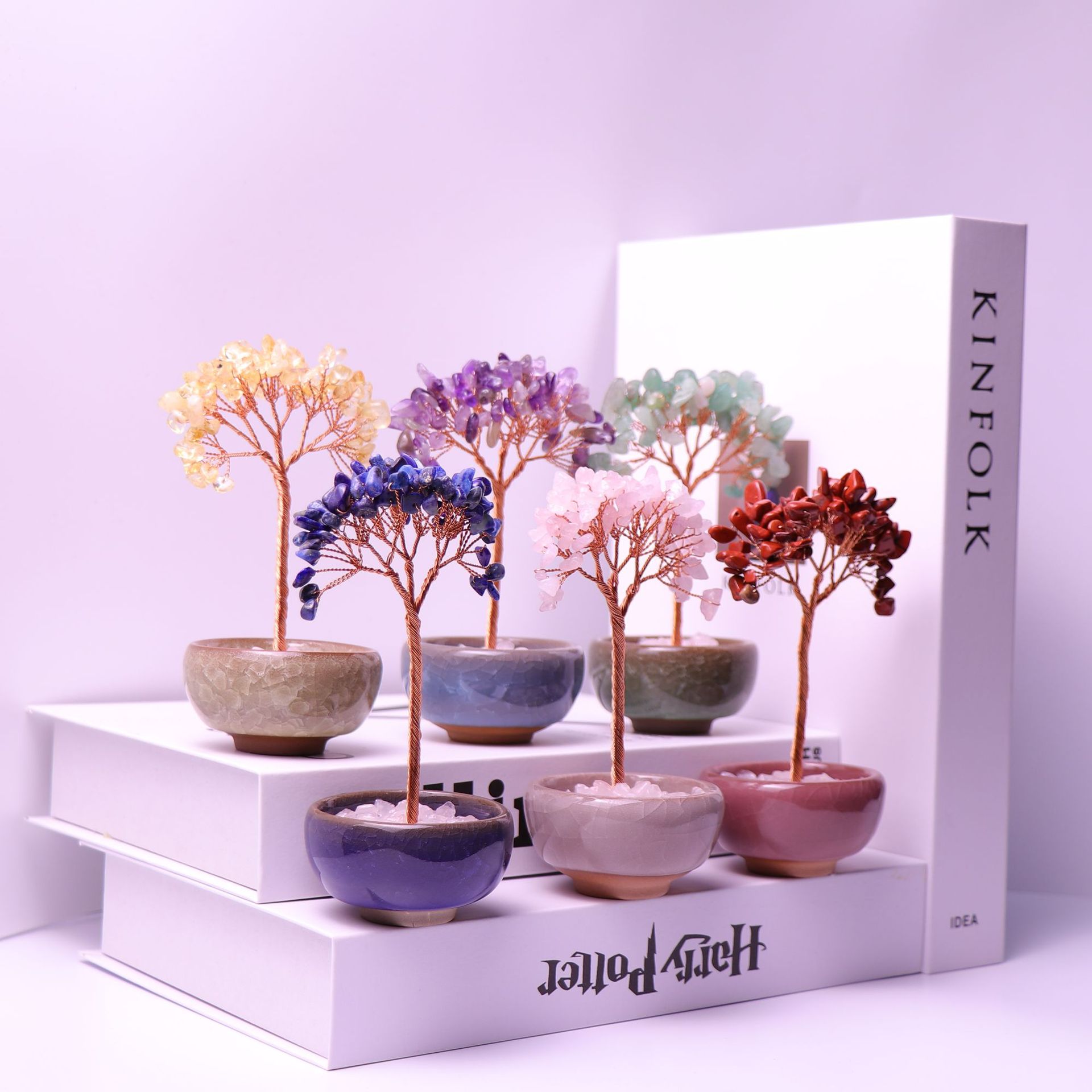 Cross-border Hot Sale Tea Cup Natural Crystal Tree Ornaments Desktop Ornaments Lucky Crystal Tree Potted Crystal Tree Desktop Ornaments