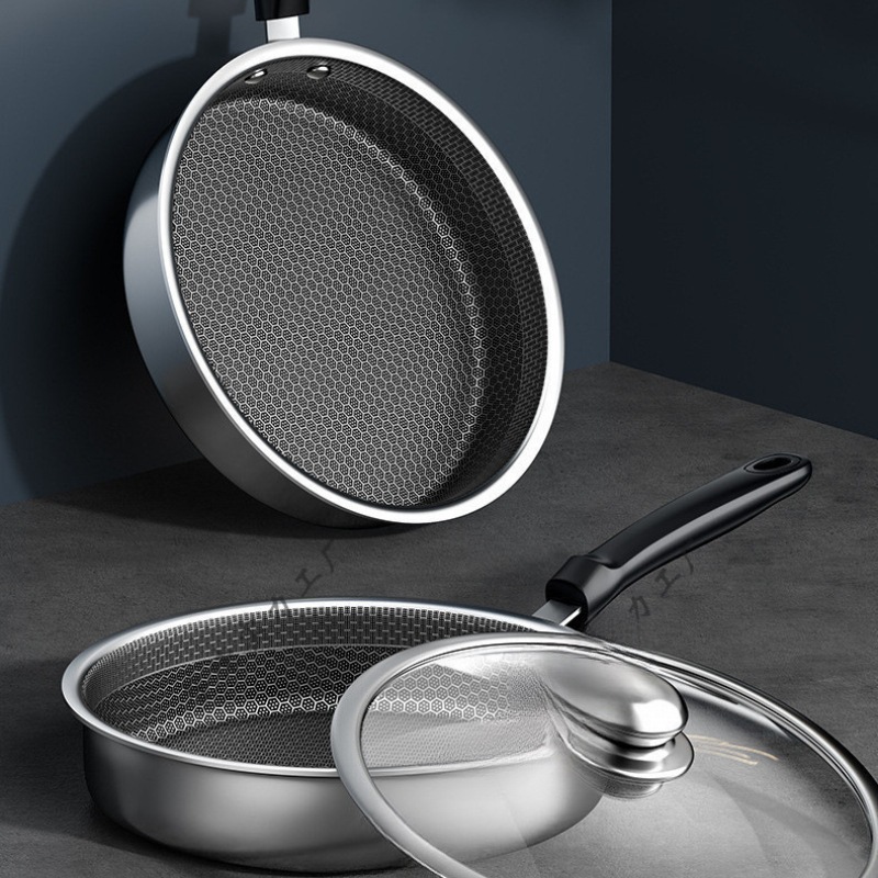 Cross-border Stainless Steel Frying Pan Frying Steak Pan Flapjack Pancake Pan Non-stick Pan Household Induction Cooker Gas Stove