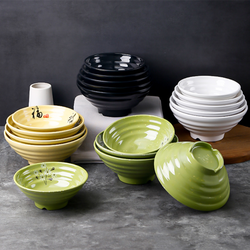 Belian melamine tableware factory direct imitation porcelain plastic plate noodle bowl Small bowl fast food plate printed logo