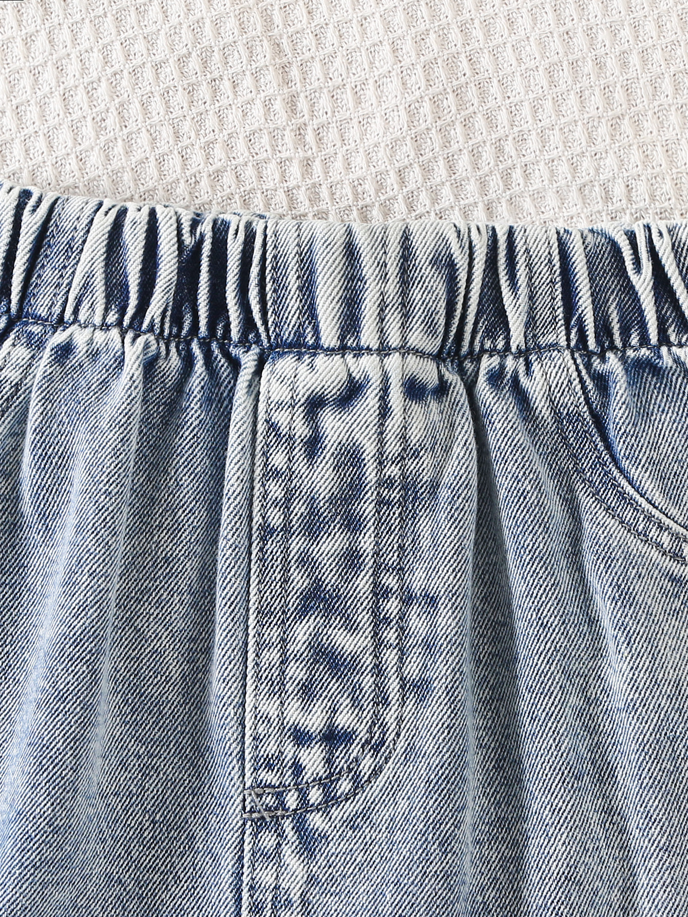 Girls' Casual Fashion Personality Outfit with Side Cargo Pockets, Washed Denim Skirt, Summer Style