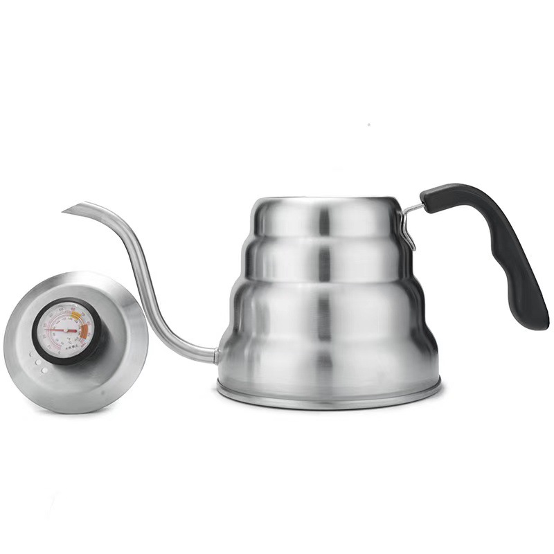 304 Stainless Steel Coffee Pot Cloud Pot Hand Coffee Pot with Thermometer Trickle Long Mouth Coffee Pot
