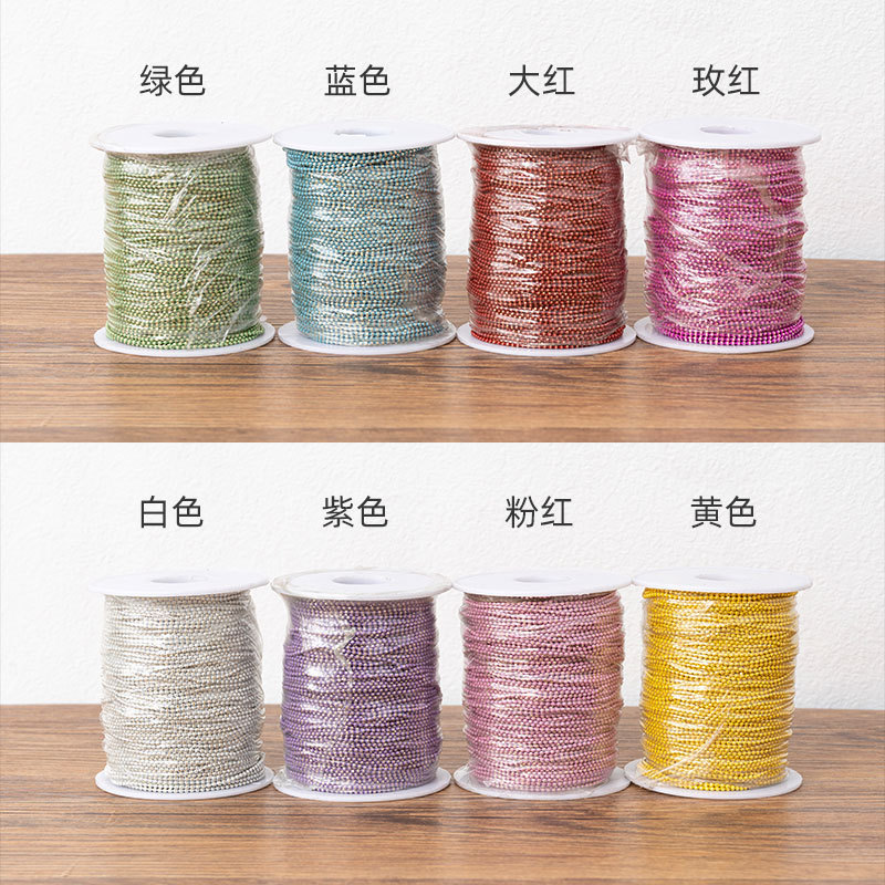 2.4mm Color Bead Chain Hanging Chain Pendant Baking Paint Iron Bead Chain Buckle Small Toy Pendant Hanging Tag Chain Diy Accessories