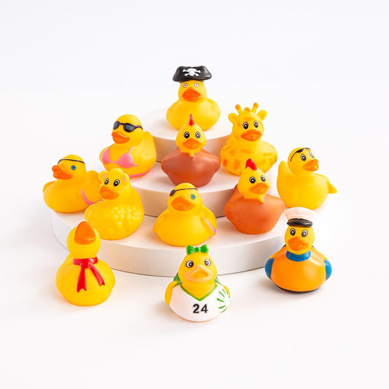 Factory Direct Sales Colorful Vinyl Water Duck Color Combination Jeep Little Duck Pinch and Scream Children's Water Toy