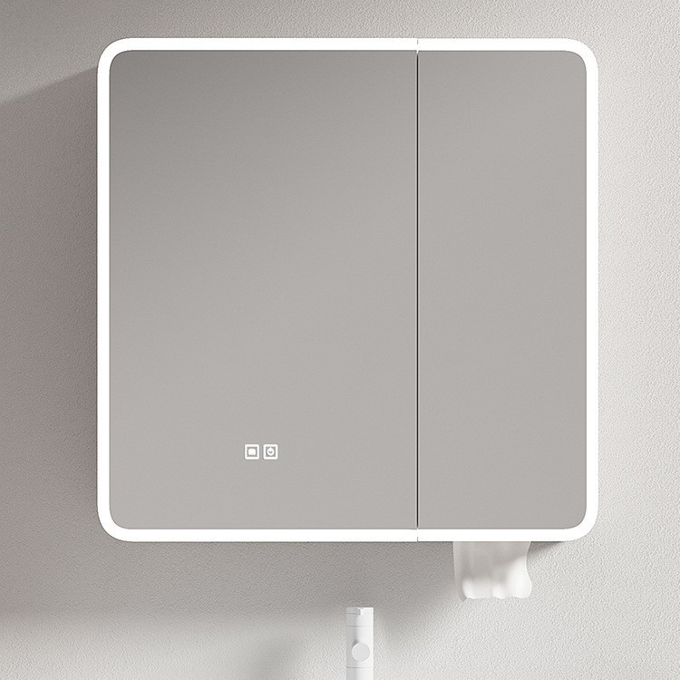 Carbon Fiber Arc Smart Mirror Cabinet Bathroom Wall-Mounted Separate Mirror Box with Storage Rack Beauty Mirror Storage Bathroom