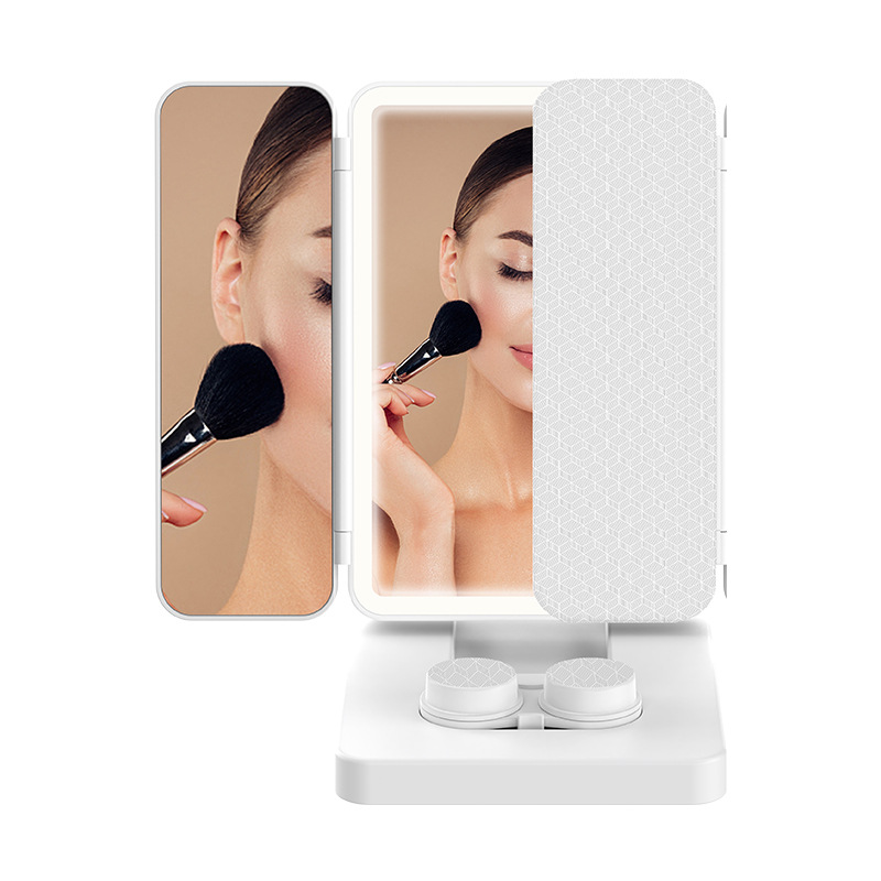[Small square box] Folding fill light makeup vanity mirror smart LED rechargeable contact lens with light cleaning