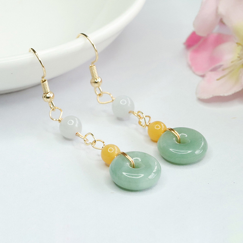 Серьги из бирманского нефрита класса A с крючком, оптовая продажа