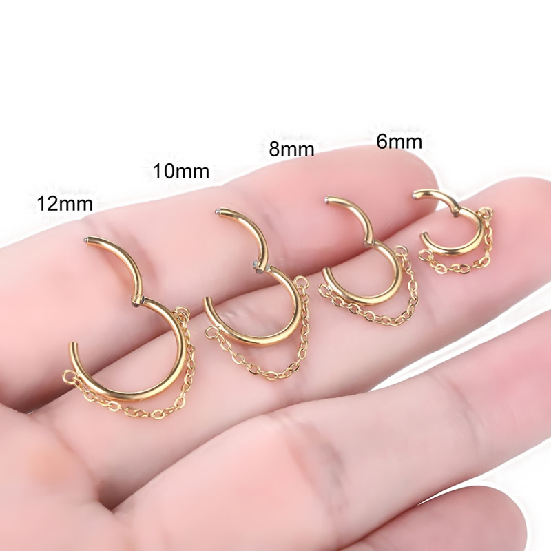 European and American simple titanium steel nose ring chain stainless steel cartilage earrings chain multi-functional ring tassel puncture seamless ring wholesale