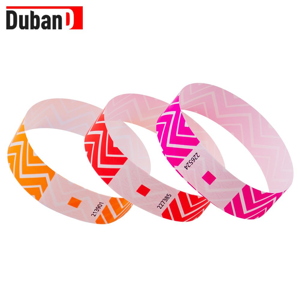 Fluorescent Color Disposable Waterproof Striped Bracelet Wristband Amusement Park Ticket Nightclub Admission Ticket New Design Ready Stock
