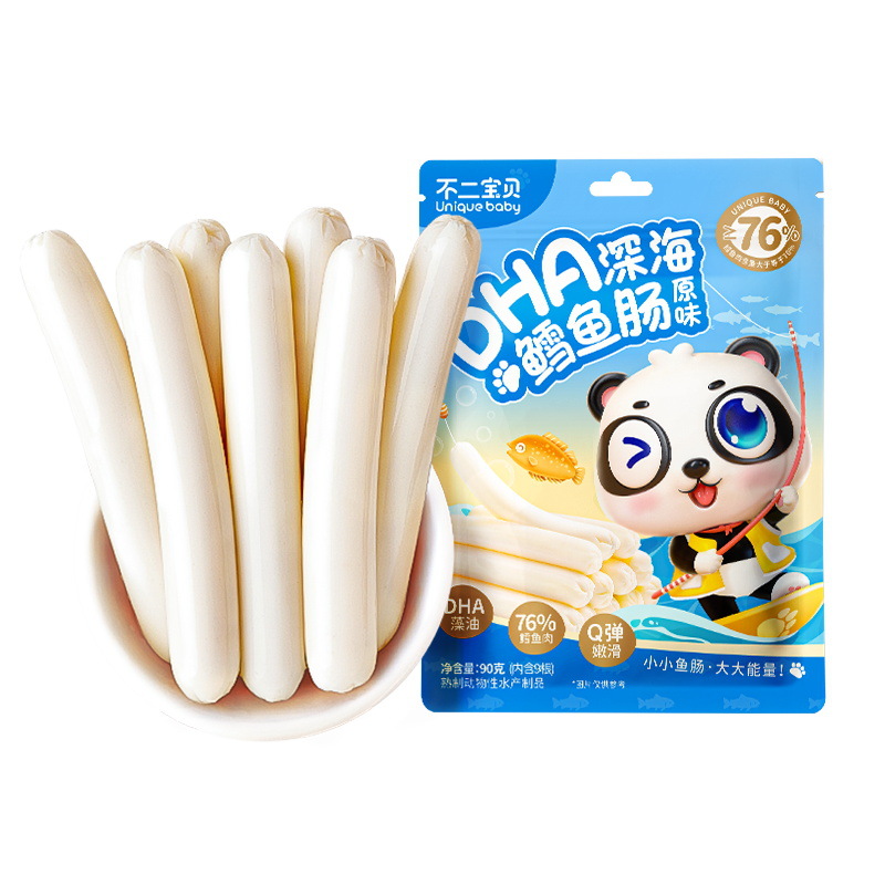 Fujibaby Dha Deep Sea Cod Sausage 90g Bagged Children's Healthy Snack Q-Elastic Cod Meat Content ≥76%