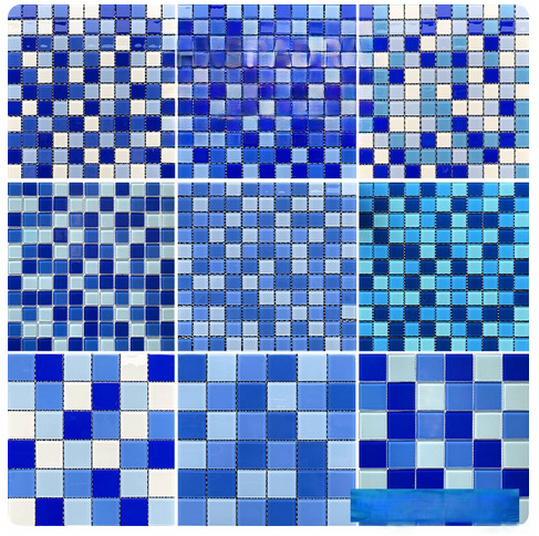 Стеклянная мозаика для плавательного бассейна Отель Клуб Инженерный ландшафт Бассейн Рыбный пруд Ванная комната Синие мозаичные плитки