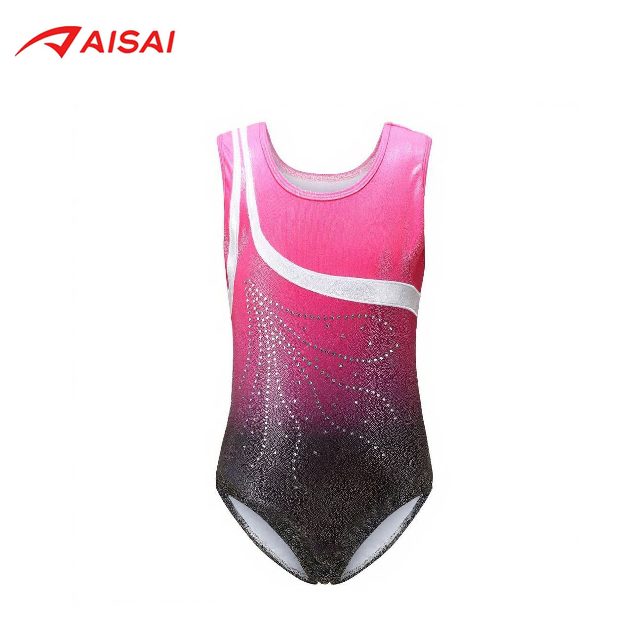 Кросс-бордерный детский гимнастический костюм с технологией алмазной спайки, треугольный цельнокроеный костюм для девочек, безрукавный балетный танцевальный костюм