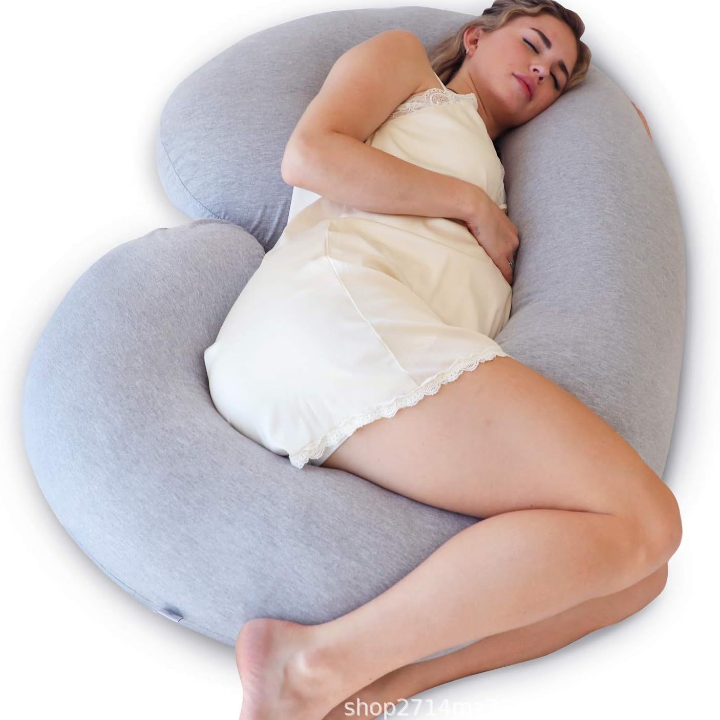 Customized C-Shaped Maternity Pillow Body Pillow Knitted Cover Dark Gray Maternity Pillow and Pregnancy Essential