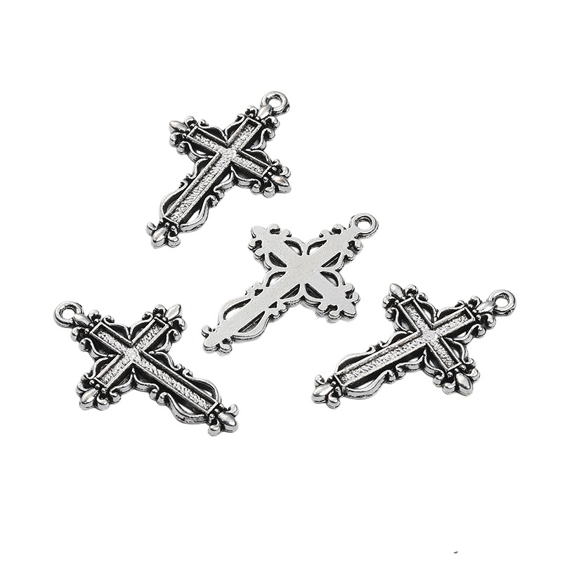 20 DIY vintage zinc alloy jewelry accessories cross pendant earrings necklace pendant cross-border hot sale
