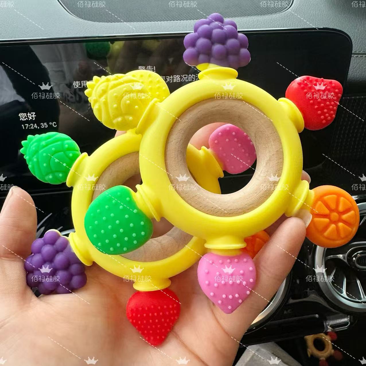 Amazon Cross-Border New Teether Silicone Material Baby Teething Period Molar Toy Baby Anti-Eating Hand Bite Toy