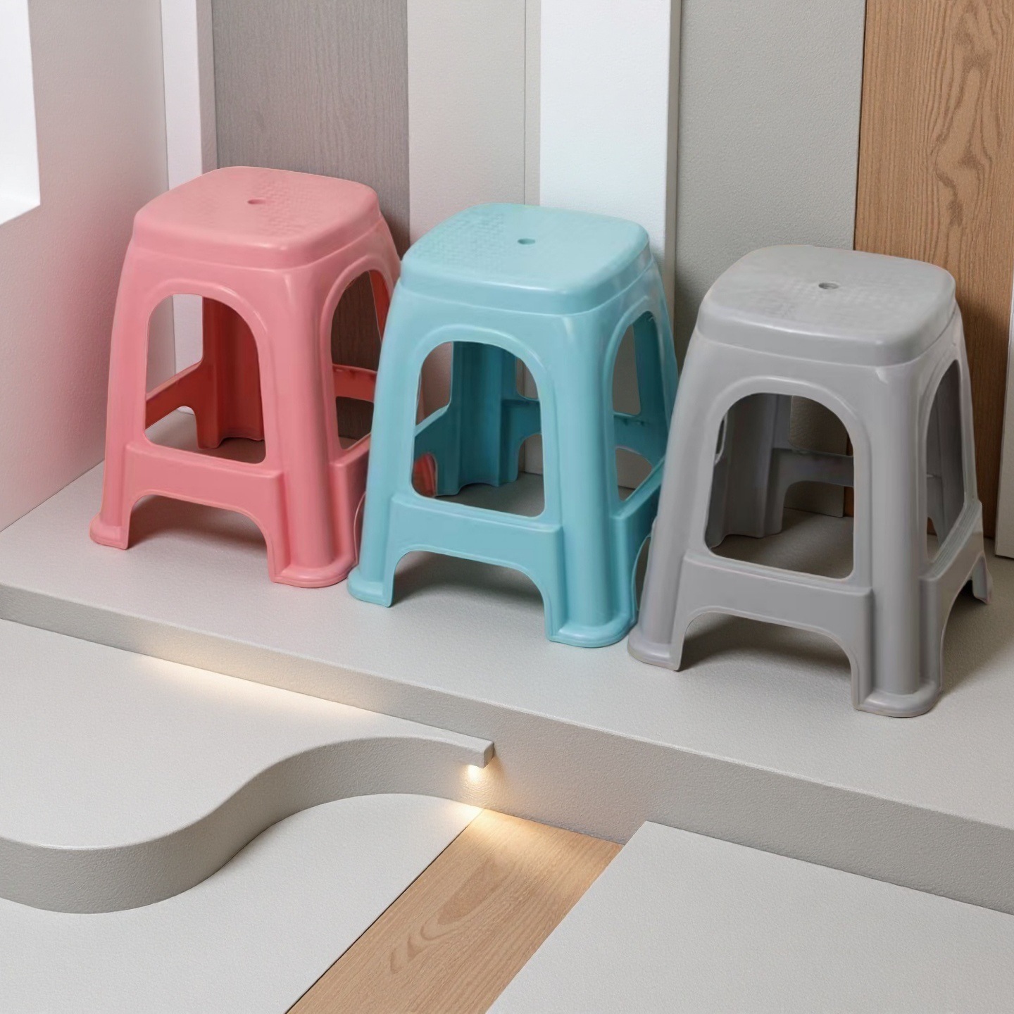 Manufacturer Wholesale Household Plastic Stools Thickened Living Room Adult Benches Stackable Simple Conference Plastic High Stools