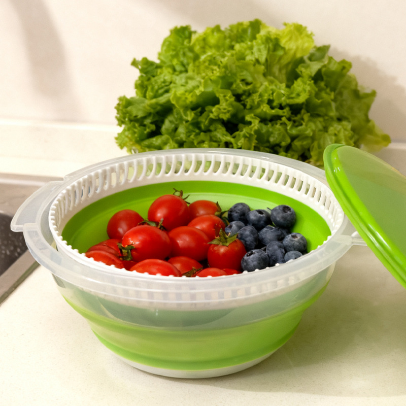 Multifunctional Salad Drain Basin Home Kitchen Modern Simple Plastic Manual Vegetable and Fruit Salad Dehydrator Sink
