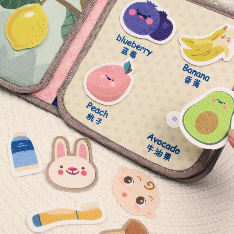 Baby's quiet cloth book Montessori early education baby can bite tear tear book Velcro felt cloth toy