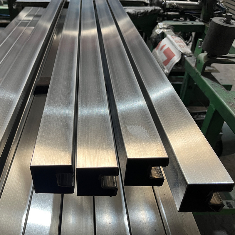 316 Stainless Steel Single and Double Groove Tube Brushed Oval Semi-Circular Tube Engineering Handrail Arched U-Shaped Square Groove Special-Shaped Tube