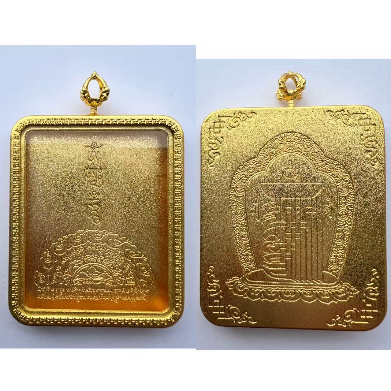 Tangka Box 4*5 for Hanging Items Pendant Portable Small Tangka Copper Color 1*3 Gold-Plated Non-Fading Box 2*2 Glass Model 3.5