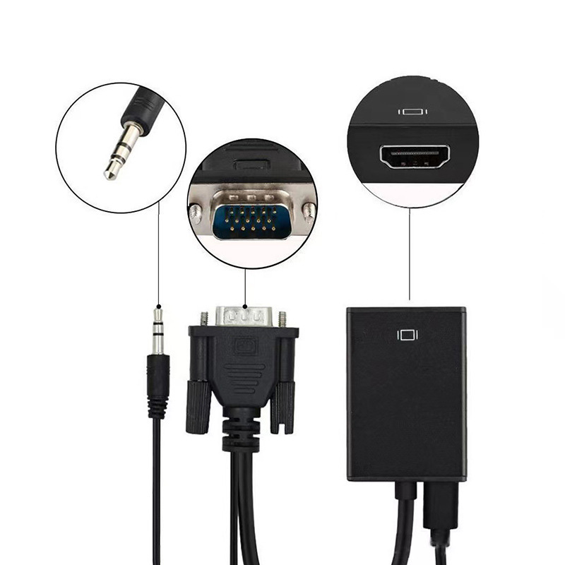 Vga to HDMI Converter with Audio Vga Male to HDMI Female Adapter Same Screen Device High Definition Cable Adapter Cable