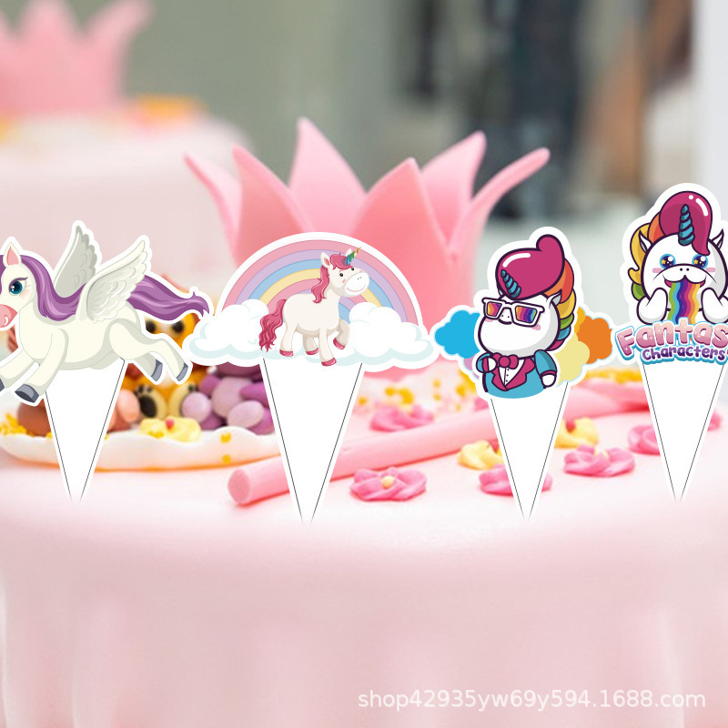 Customized Cute Unicorn Shaped Cake Inserts Paper Disposable Birthday Cake Party Theme Ready Stock Wholesale