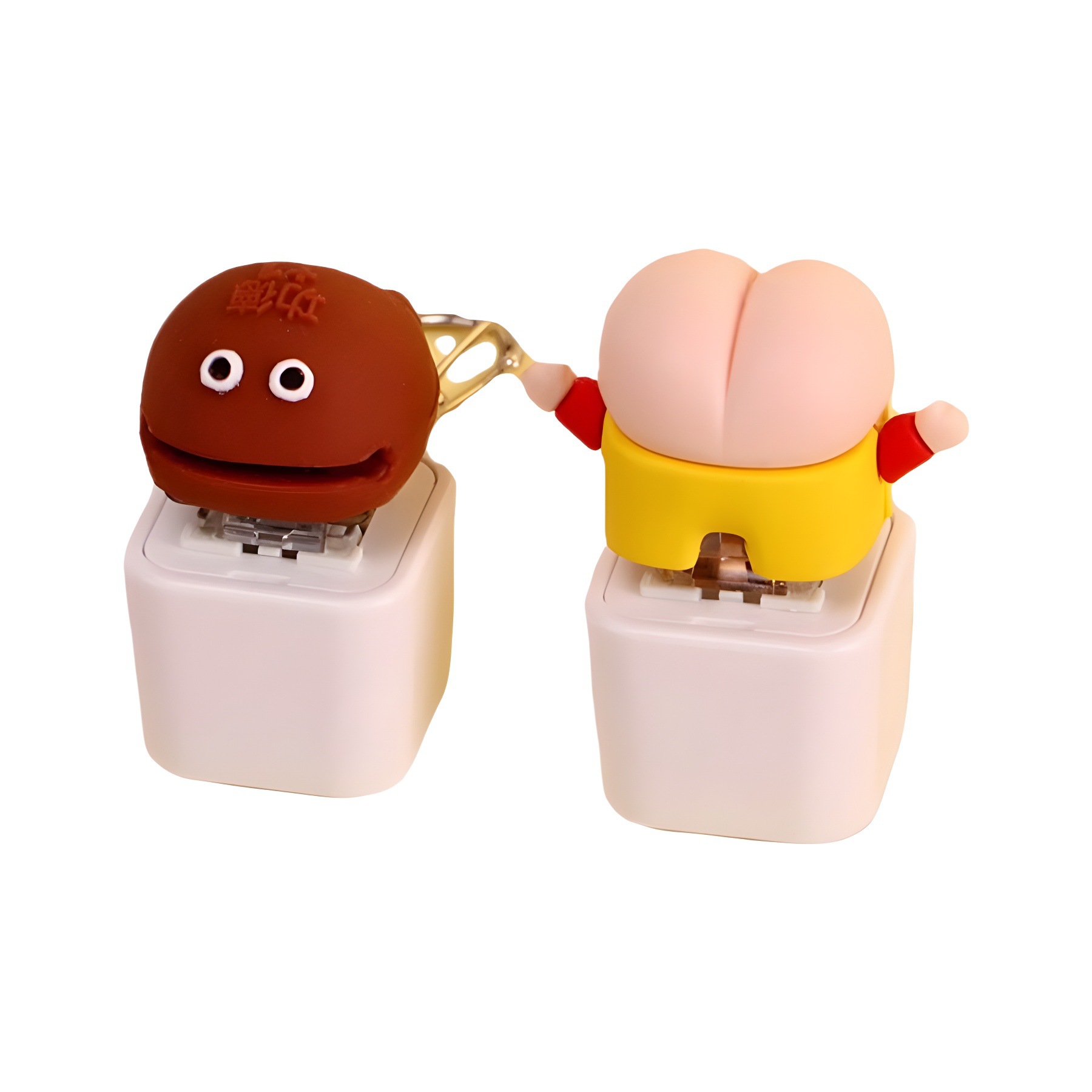 Cross-border hot new Mario wooden fish +1 crayon Xiaoxin butt key cap funny sound effect sounder key chain