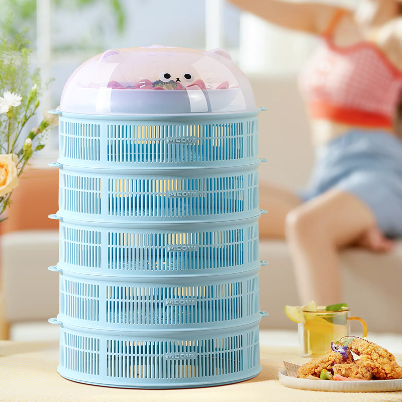 New Vegetable Cover Leftovers Multi-Layer Vegetable Washing Basket Rice Cover Household Dining Table Cover Dust Cover Anti-Mosquito and Fly Storage Artifact Food Grade