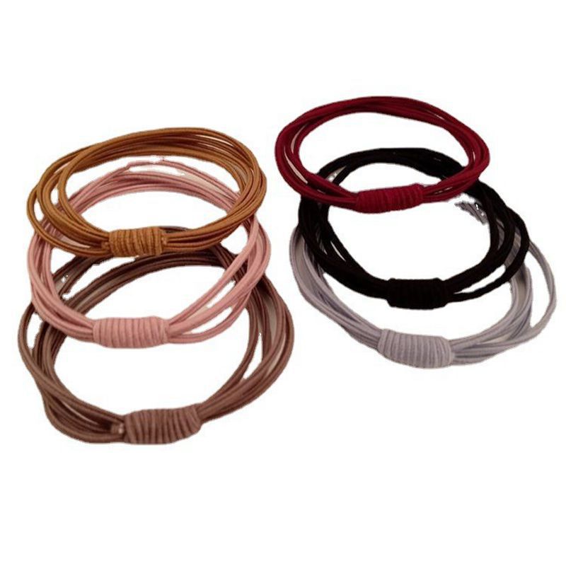 New Korean Style Four-in-One Internet Celebrant High Elastic Rubber Band Hair Band Basic Hair Rope Simple Tie Rope Hair Accessories