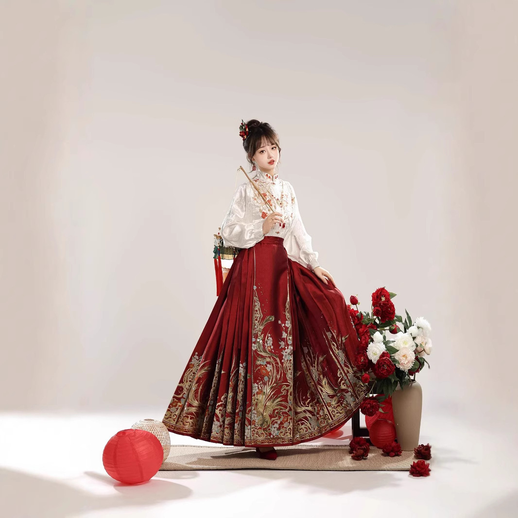 【Xiangrui】Imitation Makeup Floral Brocade Horse Face Skirt Set Engagement Toasting Outfit 2024 New Year Outfit