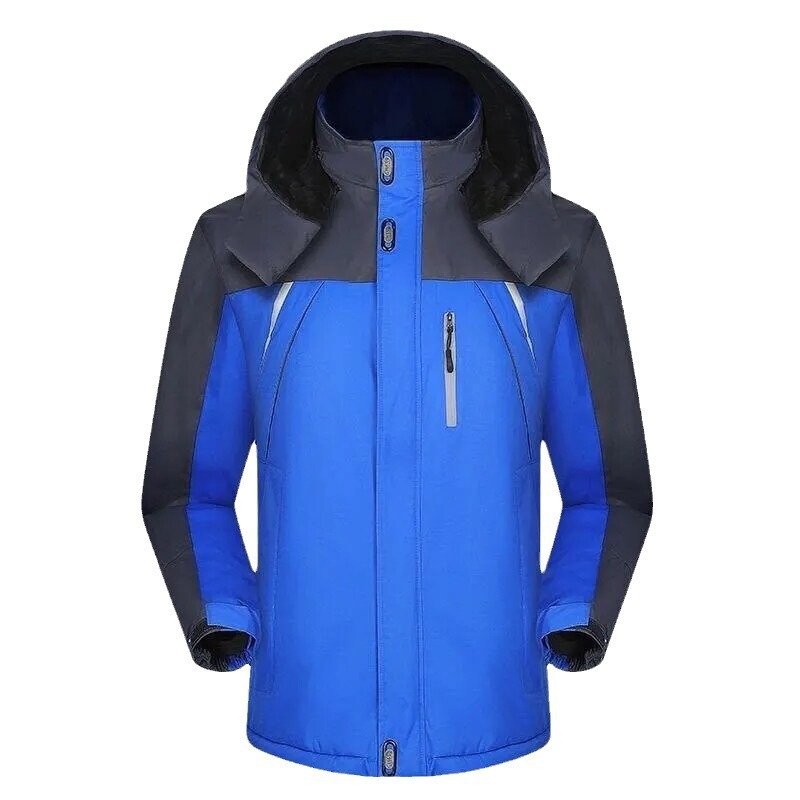 New Cotton Outwear Men's Velvet Thickeneded One-Piece Winter Outdoor Reflective Jacket Warm Men's Outwear Mountaineering Cotton Outwear