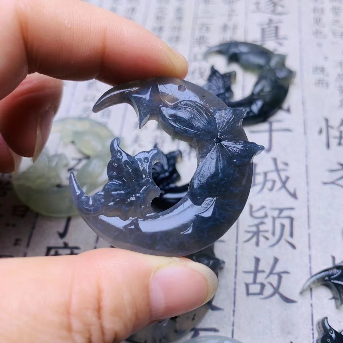 Natural Jade Butterfly Pendant Jade Necklace Pendant Jade Crafts Jewelry