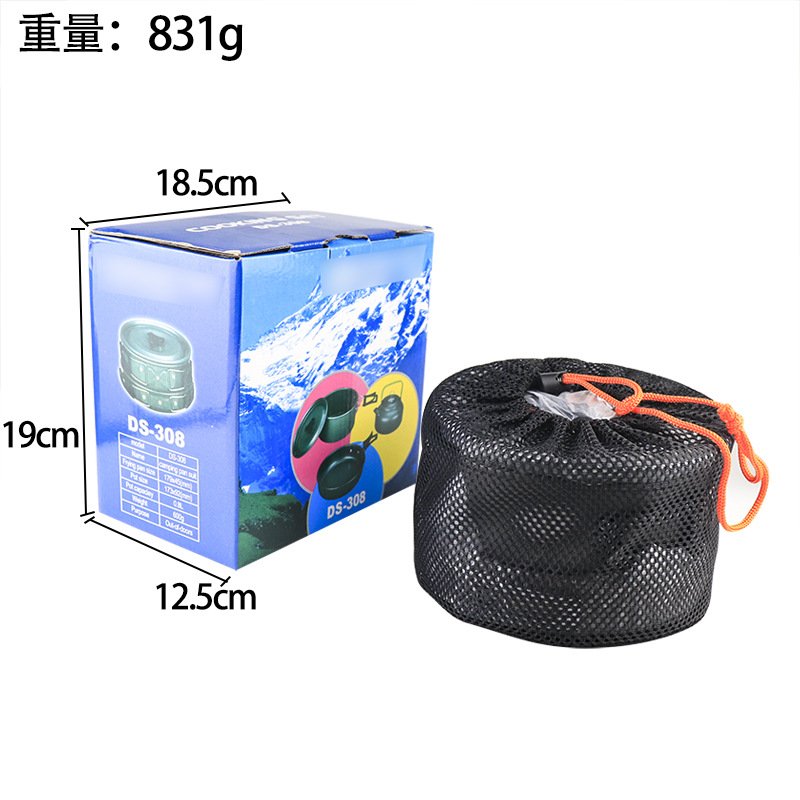 Camping Outdoor Supplies Kettle Cookware Aluminum Portable Camping Pot Set Teapot Pot Set Equipment Ds-308 Pot Set