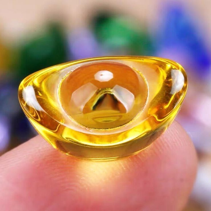 Colorful Crystal Glass Ingot to Attract Wealth, Opening Gift, Seven Gemstones, Small Silver Ingot, Mandala, Buddha's Treasure Bowl