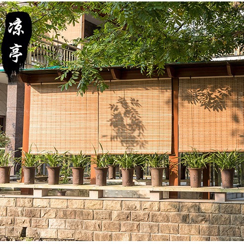 Bamboo Curtain Bamboo Curtain Bamboo Roller Curtain Bamboo Door Curtain Sunshade Sun Protection Study Balcony Tea Room Blackout Adjustable Bamboo Curtain